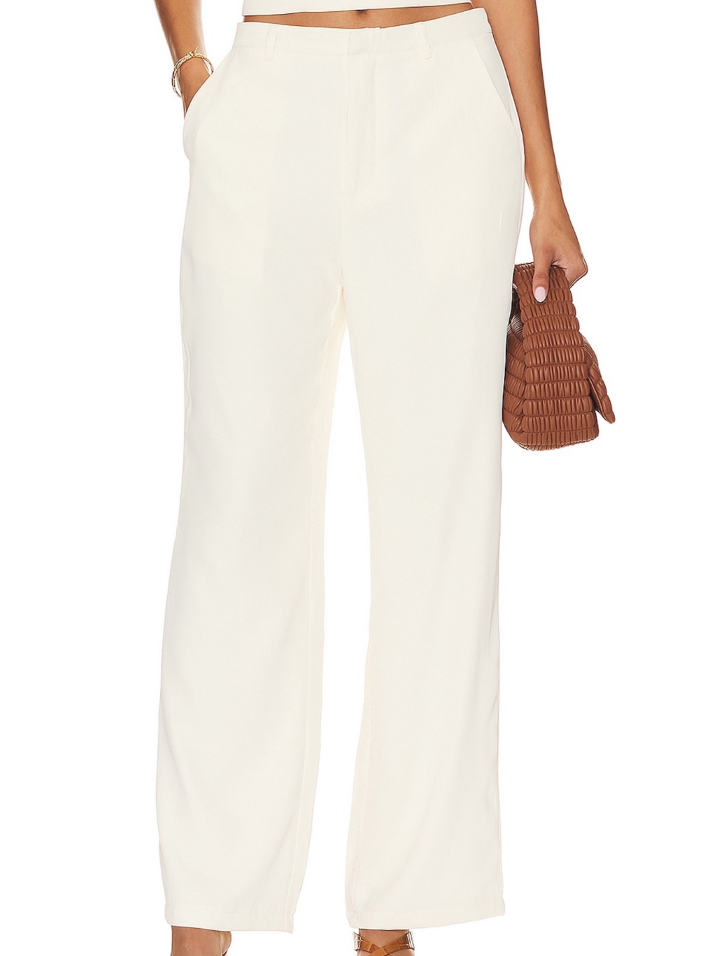 Sndys Roma Pant High Waisted Pants Wide Leg Cream Ivory Trousers Dress Pants Xs